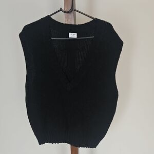 Black V-Neck Sweater Vest Womens Size S/P